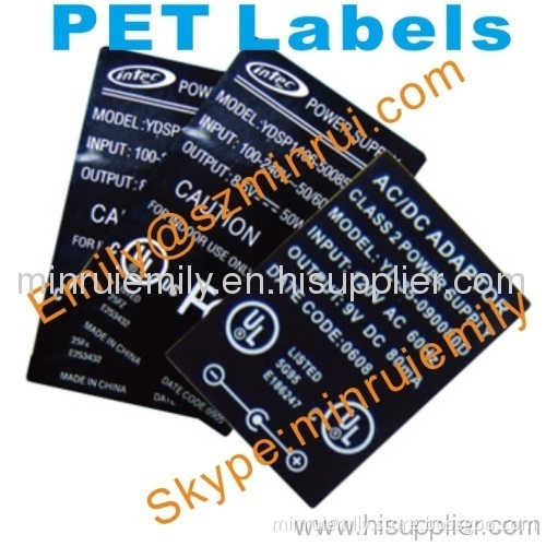 Custom Black Pet Label Printing For Electronics Products